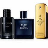 Kit Sauvage Parfum 100ml + Bleu de Chanel 100ml + 1 Million 100ml – Conjunto com Três Perfumes Masculinos